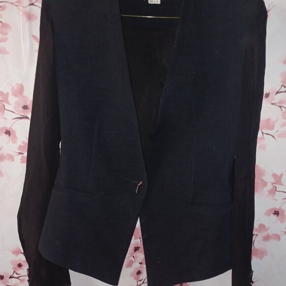 Helmut Lang Structured Collarless Blazer – Black, Size 4 - Picture 3 of 4
